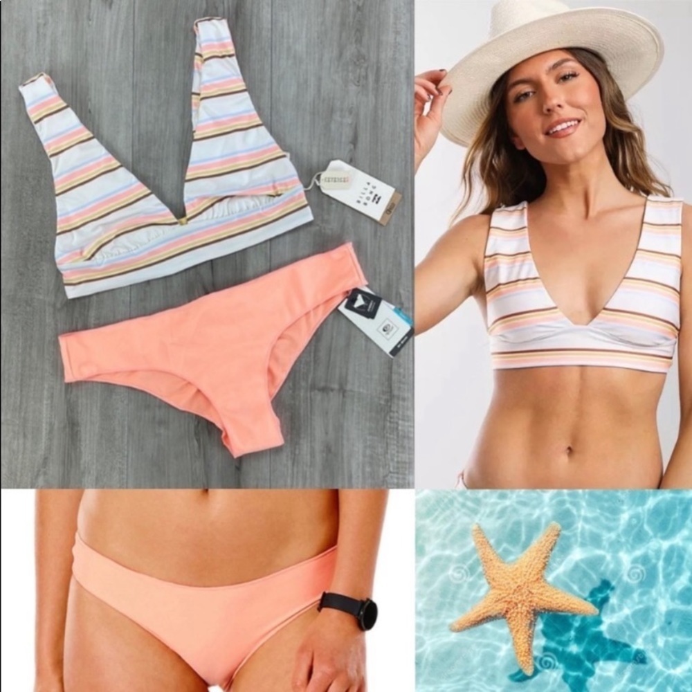 ☀️BILLABONG☀️ RIP CURL☀️FEELING SUNNY PLUNGE CLASSIC SURF CHEEKY PANT BIKINI